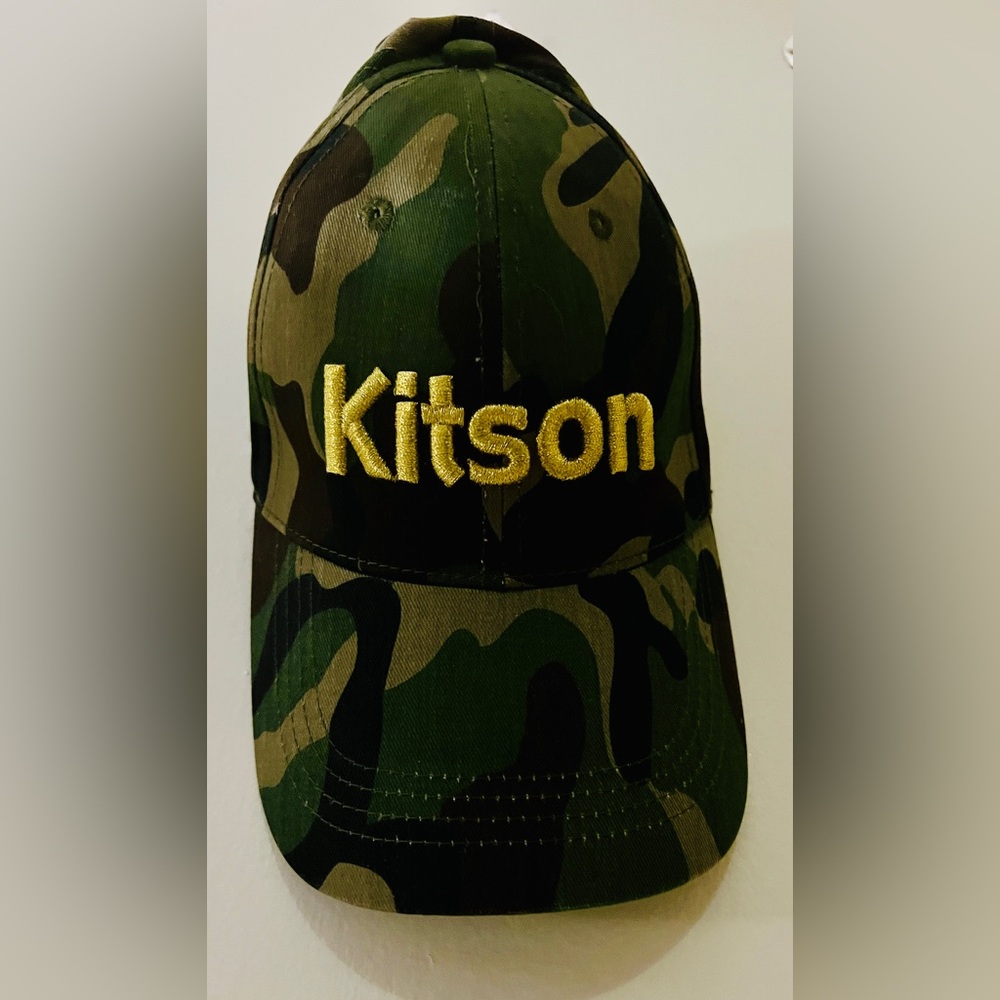 Vintage Kitson Green Camo Cap with Gold Embroidery Y2K Adjustable Like New Hat